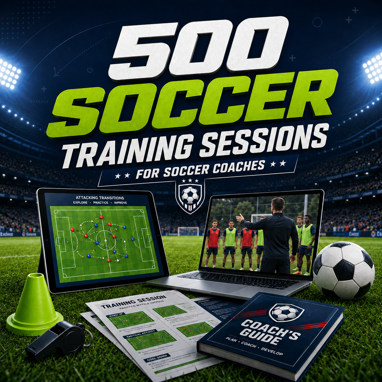 500 soccer training sessions - mockup